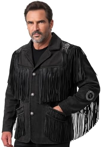 Cowboy Leather Jackets for Men - Western Style Vintage Jacket Handcrafted Fringe Coat Native American