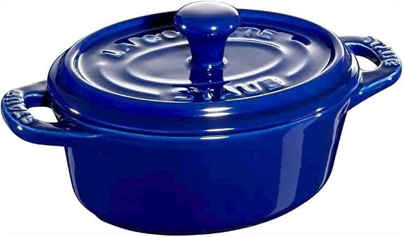 Staub 40511-087 Mini Cocotte Oval, Ceramic Cocotte Oval, 4.3 in 11 cm, Heat Resistant, Storage Container, Microwave Safe, Grand Blue, Japan Official Sales Product