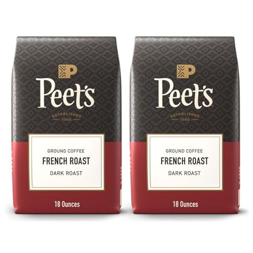 Peets Coffee Dark Roast Ground Coffee | French Roast | 36 Ounces | 2 Bags