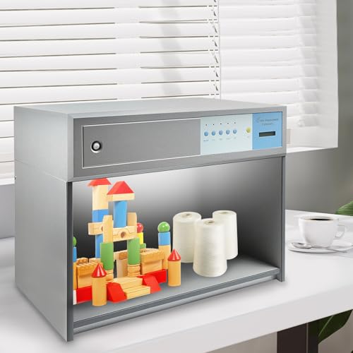 4 Light Sources Assessment Cabinet Color Matching Box with 4 Light Sources, High Density Board Color Assessment Cabinet for Textile, Printing and Dyeing Materials Commercial Color Cabinets
