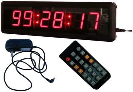 LED Digital Clock 1.8" High Character 12/24-Hour Display Support Countdown/up Timer Function in Hours Minute Seconds Remote Control Ultra Bright Red Color