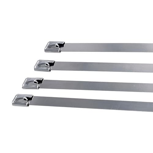 Stainless Steel Wire Ties 100Pcs 304Stainless Steel Cable Ties 4.6mm Heavy Duty Self-Locking Cable Zip Tie Multi-Purpose Metal Exhaust Wrap Locking Ties4.6x250mm
