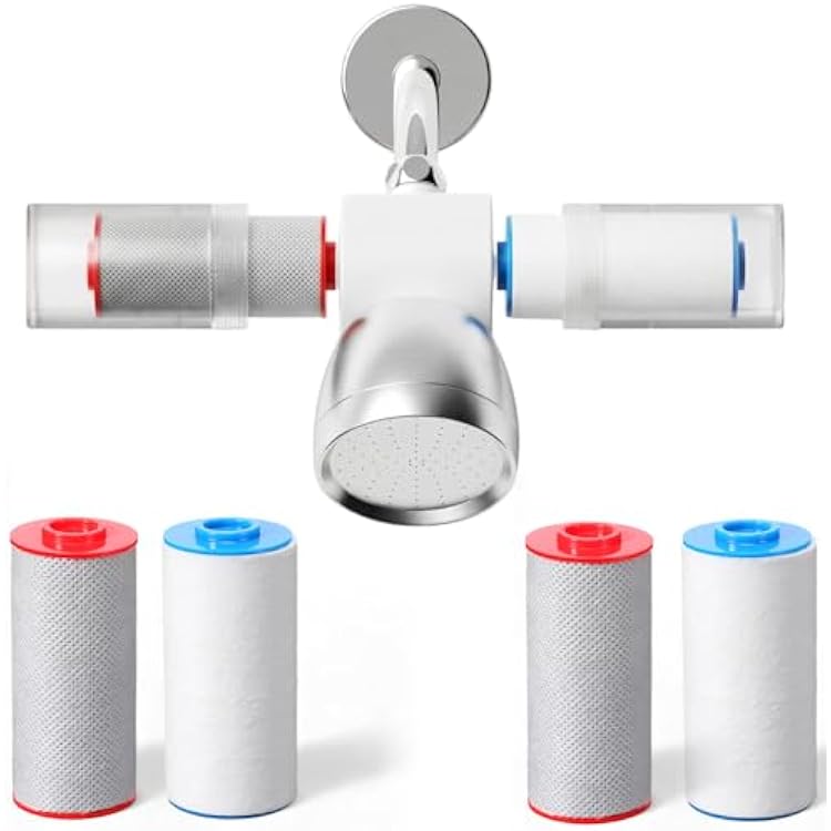 Baquler 4 Pcs Compatible with Weddell Duo Shower Filter Shower Replacement Cartridges Filter Water Clean Cartridges Replacement Full Set for Removes Chlorine Particulates Heavy Metals