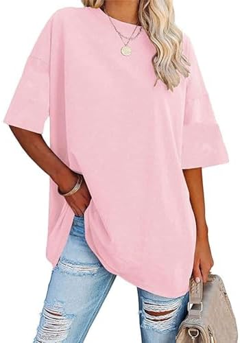 luwita Oversized T Shirts for Women Loose Fit Crewneck Short Sleeve Tops Summer Casual Blouse Y2K 2026 Basic Tees