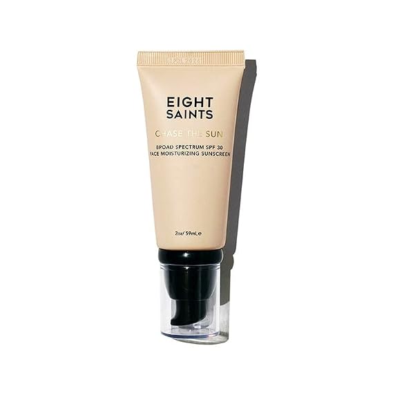 Eight Saints Chase the Sun Broad Spectrum SPF (30) Face Moisturizing Sunscreen, Mineral-Base Sun Protection Daily Face Moisturizer, with Hyaluronic Acid, Squalane, and Vitamin E, 2 Ounces, New Formula