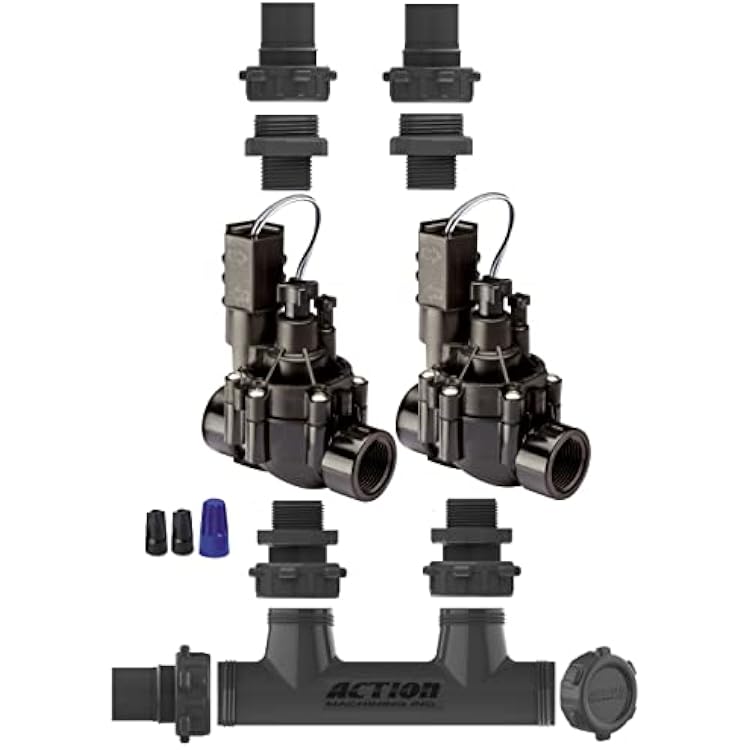 SPW Rain Bird Premium Valve Manifold System 100DVF with Flow Control - Heavy Duty Action Machining Parts - 34 in or 1 in Slip 2 Zone