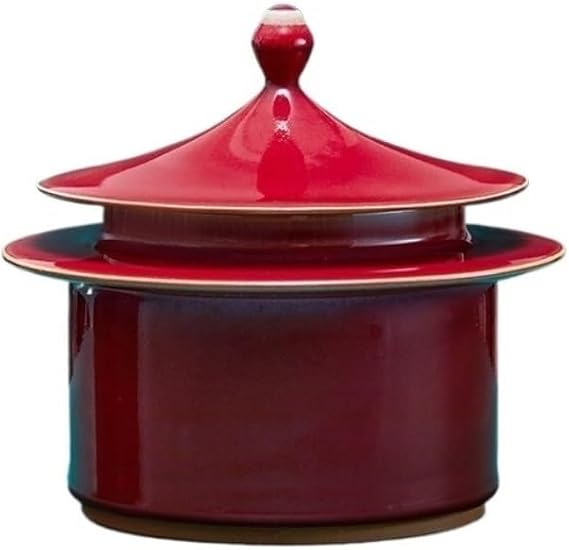 Ceramic Tea Caddy Retro Chinese Style Pure Handmade Kiln-changed Junhong Tea Storage Container Jar Small Sealed Jar Tea Set Single Jar Tea Canister