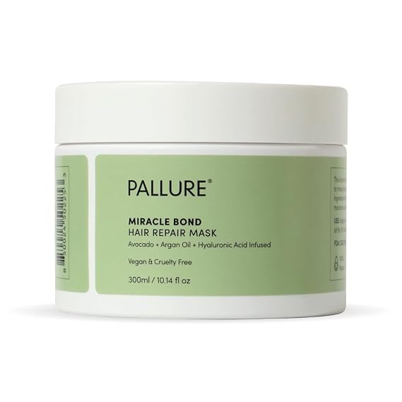 Pallure Miracle Bond Mask To Support Thicker, Voluminous, Fuller Looking Hair, Infused with Hyaluronic Acid, Biotin, Avocado and Argan Oil, 8.45 Fl Oz