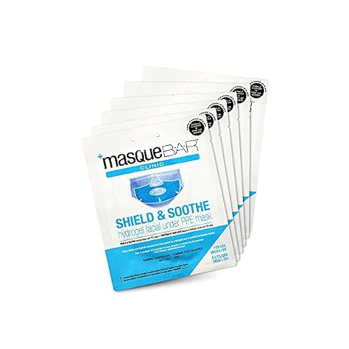 masque BAR Shield & Soothe Hydrogel Facial Mask, Korean Face Sheet Mask, Hydrating Sheet Mask, Calming Moisture Mask with Aloe Vera, Skin Care for Prolonged Use of Safety Face Masks, Pack of 6
