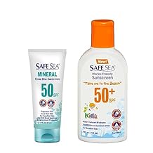 Safe Sea Jellyfish and Sea-Lice Sting-Blocking Body and Face Sunscreen Bundle For Kids | SPF50+ 4 Fl oz + SPF50 2 Fl oz Mineral | Waterproof, Biodegradable, Coral Reef-Safe Sunscreen