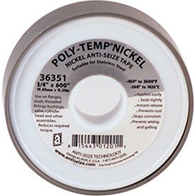 POLY-TEMP Nickel Anti-Seize High Density Metal Filled PTFE Tape 3/4"W x 600"L 6/Case - Lot of 6