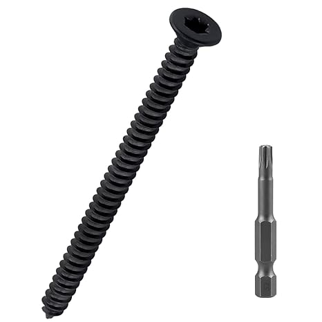 50pcs #10 x 2-1/2" Black 304 SS Torx Flat Head Sheet Metal Screws w/Bit