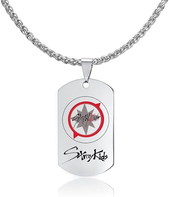 Kpop Stray Kids Merch Pendant Necklace Tray for Kids Stainless Steel Jewelry for Gift, Stainless Steel, Stainless Steel