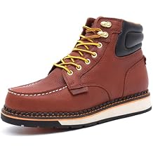 MWORK 6 Inch Moc Toe Work Boots for Men - Soft Toe, Oil and Slip Resistant, EH Rated, Wedge Sole Leather Work Boots MW2405