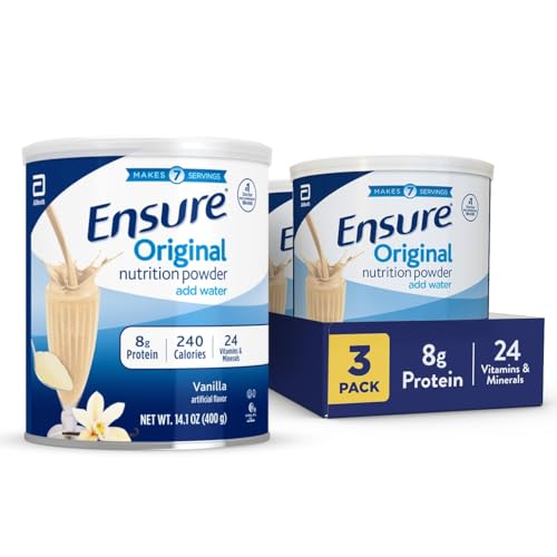 Ensure Original Vanilla Nutrition Powder | Vanilla Protein Powder | Small Meal Replacement Shake Mix | 8g Protein, 24 Vitamins & Minerals | Immune Health | 14.1 oz - 3 pack