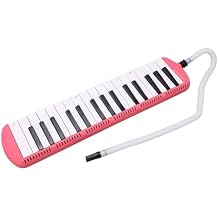 32 Melodica Piano Keys, Soprano Melodica Instrument Air Piano Keyboard Pianica with Tube & Bag, Musical Instrument for Beginners, Adults, Portable & Lightweight, 32 Keys (Pink)