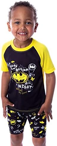 DC Comics Toddler Boys Batman Pajamas Ready For Action Short Sleeve Shirt and Shorts 2 Piece Superhero Pajama Set