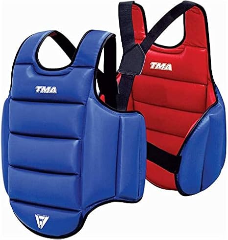 TMA Boxing Body Protector Reversible, Kickboxing MMA Muay Thai Chest Guard, Sparring Training Heavy Punching, Adjustable Martial Arts Upper Belly Protection Pad, Taekwondo, Chest Protector