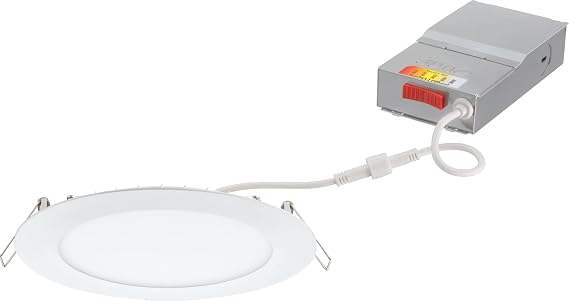 Juno 6" LED Recessed Lights, 5-in-1 CCT, Ultra-Thin Flat Trim, White, 1-Pk