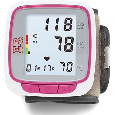 Ever Ready First Aid Fully Automatic Blood Pressure Wrist Cuff Watch Wearable Monitor for Home Use - Pink- Batteries Included