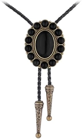 GelConnie Bolo Tie for Men Women Rodeo Cowboy Leather Necktie Turquoise Native American Western Necklace Cowgirl Costume