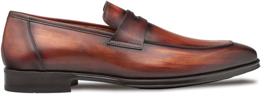 Mezlan Men's Avenue Penny Loafers Hand-Burnished Calfskin, Rubber Sole, Memory Foam Insole Handmade in Spain