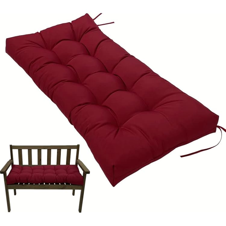 Waterproof IndoorOutdoor Bench Cushion, Swing Cushion, Thicken Patio Bench Rocking Seat Pad for Lounger Garden Patio Lounger Bench,Wicker Loveseat Settee Wine Red
