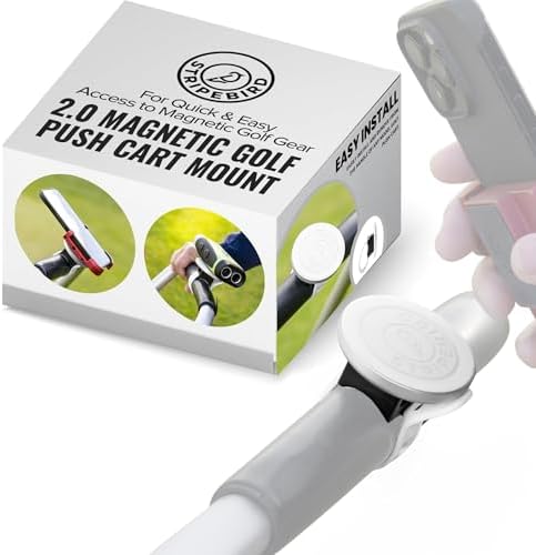 Stripebird - 2.0 Golf Push Cart Mount for Magnetic Accessories White - Push Cart Strap for Quick and Easy Access of Golf Gear - Cell Phone Holder for Golf Cart - Phone Holder for Golf Cart