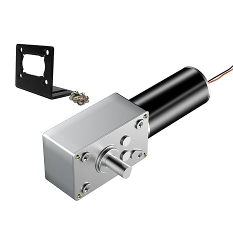 High Torque DC 24V 250 RPM Worm Gear Motor Reversible Speed Reduce Turbine Electric Gearbox Motor 8mm Shaft with Install Bracket