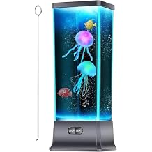 COLORLIFE Cool Jellyfish lamp Sensory Synthetic Realistic Jelly Fish Tank Aquarium Mood Lamp for Home Office Decor Gifts for Kids Women Men Birthday Christmas Holiday Presents