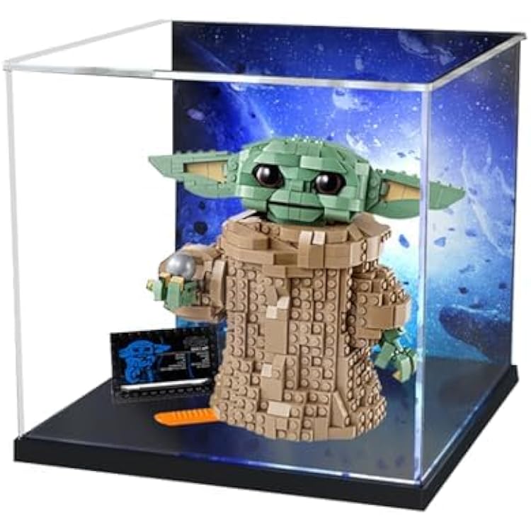 Acrylic Display Case for Lego Star Wars: The Mandalorian Series The Child 75318, Dustproof Display Box Compatible Lego Background B