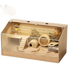 Wooden Hamster Cage, Extra Large Gerbil Cage, Small Animal Habitat, Sturdy and for Dwarf Hamsters, Hamster Cage and Gerbils, Mice