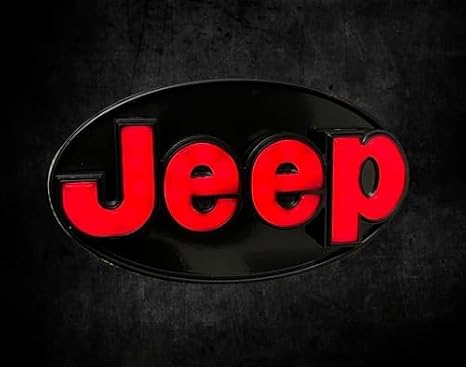 Autogem Compatible/Replacement for LED Light Hitch Receiver Covers Officially Licensed Jeep Hitch Cover (Black Finish)
