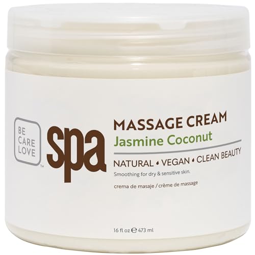 BCL SPA Massage Cream organic Jasmine  Coconut body lotion with rice extract, shea butter, aloe vera, argan and jojoba oils, body cream to hydrate, soften and soothe the skin. HomePro use 16 fl oz