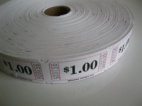 2000 White $1 Single Roll Consecutively Numbered Raffle Tickets