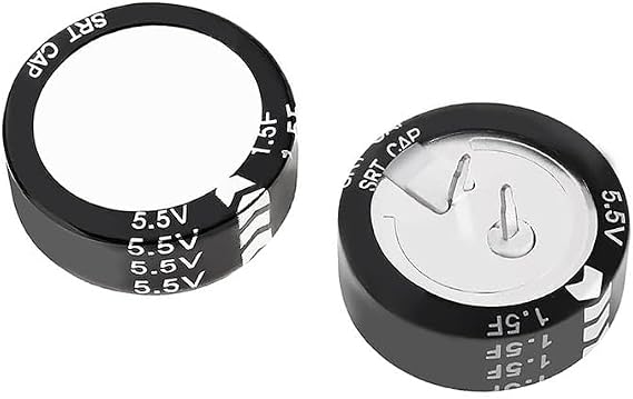 ZYAMY 2pcs 5.5V 1.5F Super Farad Capacitors C-Type Button Capacitor High Energy Low Resistance High Consistency for Consumer Electronics Toys