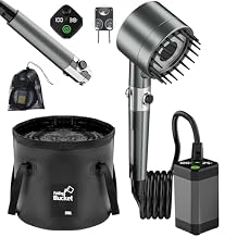 omzer Portable Camping Shower, 6000mAh Rechargeable Camp Shower Pump with LED Display, Electric Portable Shower for Camping, Hiking, Travelling, Washing