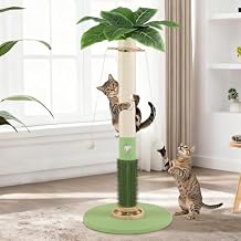 Cat Scratching Post,37.5'' Tall Sisal Cat Tree Scratching Post for Indoor Cat,Cat Scratcher with Cute Mouse Hole Toy,Interactive Ball and Rotating Ball Self Groomer Brush for Kittens Adults Cat