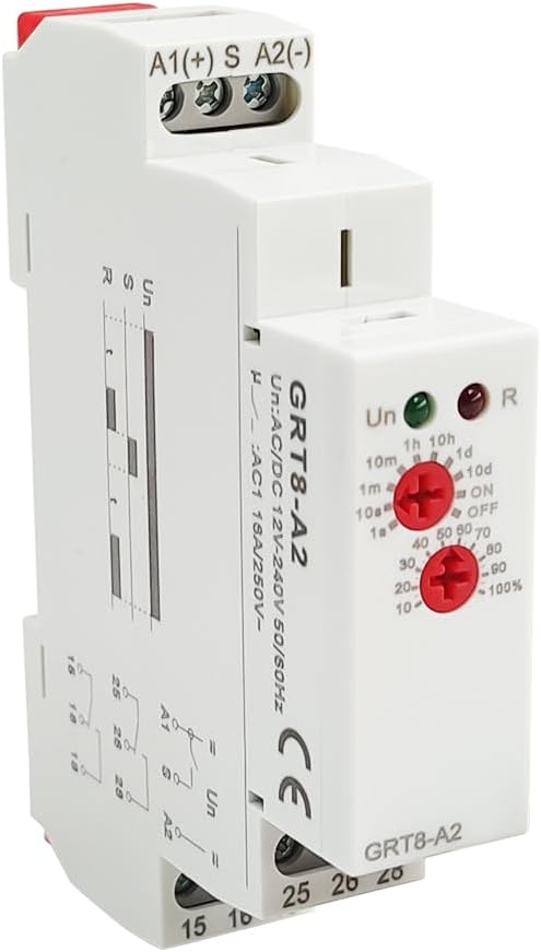 GRT8-A2 Multi-Function Auto Single Function Timer Delay Relay Control Switch 16A AC/DC12-240V