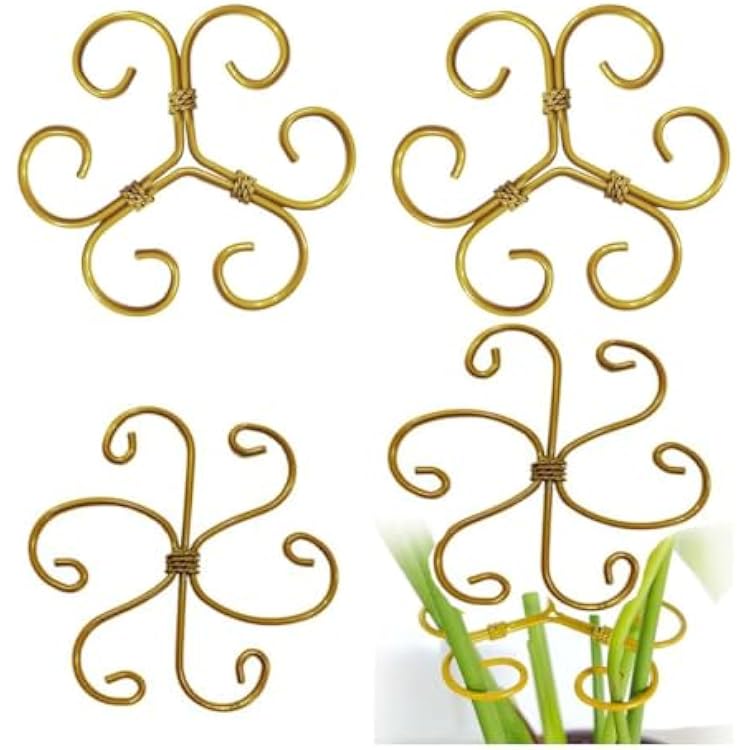 Plant stem Supports, Metal Plant Climbers Durable Hook stem Supports for Leaf Stability and Support, Suitable for Indoor and Outdoor Planting, 2 Designs 4PCS