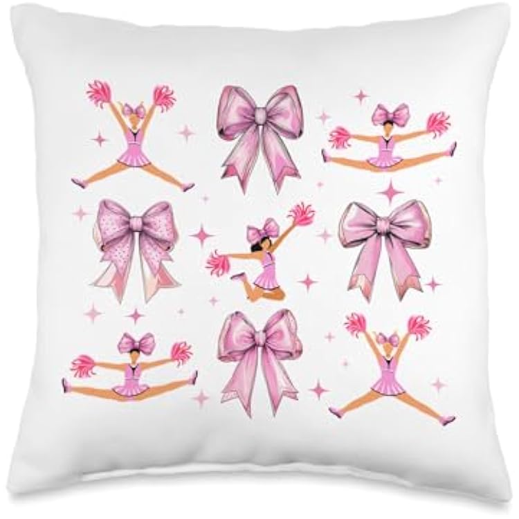 Coquette Bow Cheerleader Cheerleading Cheer Pink Girl Sister Throw Pillow