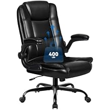 VITESSE Ergonomic Office Chair with Flip-up Armrests, Big and Tall Leather Executive Office Chair, High Back Lumbar Support Home Computer Desk Chair, Heavy and Duty Computer Chair (Black)