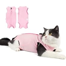 Cat Recovery Suit for Abdominal Wounds or Skin Diseases, Cat Onesie for Cats After Surgery Female Kitten Recovery Suit, Breathable E-Collar Alternative for Cats After Spay Anti Licking Wounds