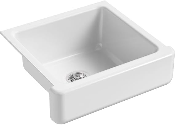 Kohler 5664-0 Whitehaven 23-1/2" undermount single-bowl farmhouse kitchen sink, White
