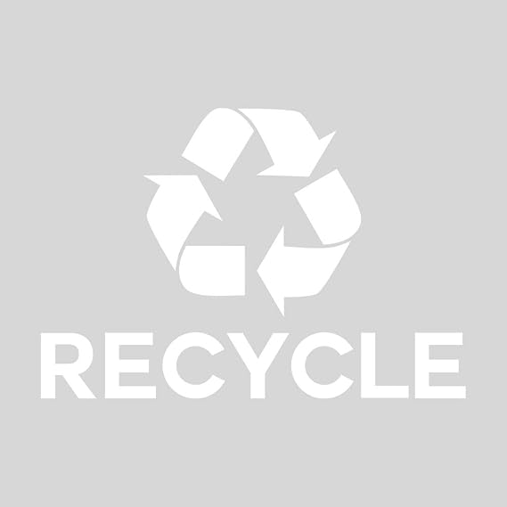 IGNIXIA Recycle Symbol Sticker Decal to Organize Trash cans/Garbage containers, Recycle Sign Decal Plotter Cut Vinyl Outdoor Recycle Containers (White, 10 X 7) Inches Large (Pack of 02)