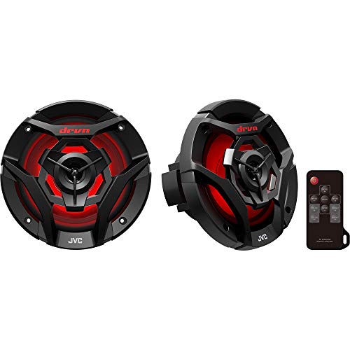 JVC CS-DR621MWL 6.5 Inch Car & Marine, Motor Sports, Car Audio Stereo 2- Way Speakers with Cool Built in RGB LED Lights, Weatherproof IPX5, 260 Watts, UV Protected Grills Included - White