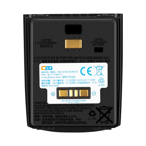 CBQ 3600mAh MC55A Replacement Batteries for Zebra and Symbol-MC55 MC55x MC55A MC55A0 MC55E0 MC56 MC65 MC67 MC659B MC5590 MC67na ;MC55X-BTRY-MC55EAB02 82-111094-01 82-107172-01
