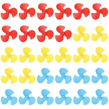 MECCANIXITY 2mm DC Motor Shaft Propeller, 30mm Fan Shape 3-Blade Plastic Round Propeller for DIY Model Airplane Science Education Toys Motor RC Boat Micro (3 Colors, Pack of 30)