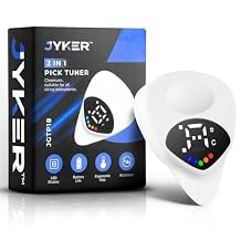Jyker USA Guitar Tuner 2 in 1 Guitar Picks - Digital, LED Screen, 0.6mm Plectrum, 12 Equal Temperaments, Precision Tuning for Electric & Acoustic Guitars, Bass, Ukulele, Violin, Bass, Banjo, Chromatic