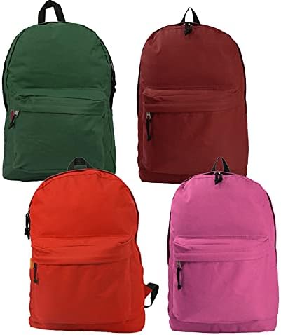 K-Cliffs Wholesale Classic Backpack 18 inch Basic Bookbag School Book Bags Case Lot 24pcs